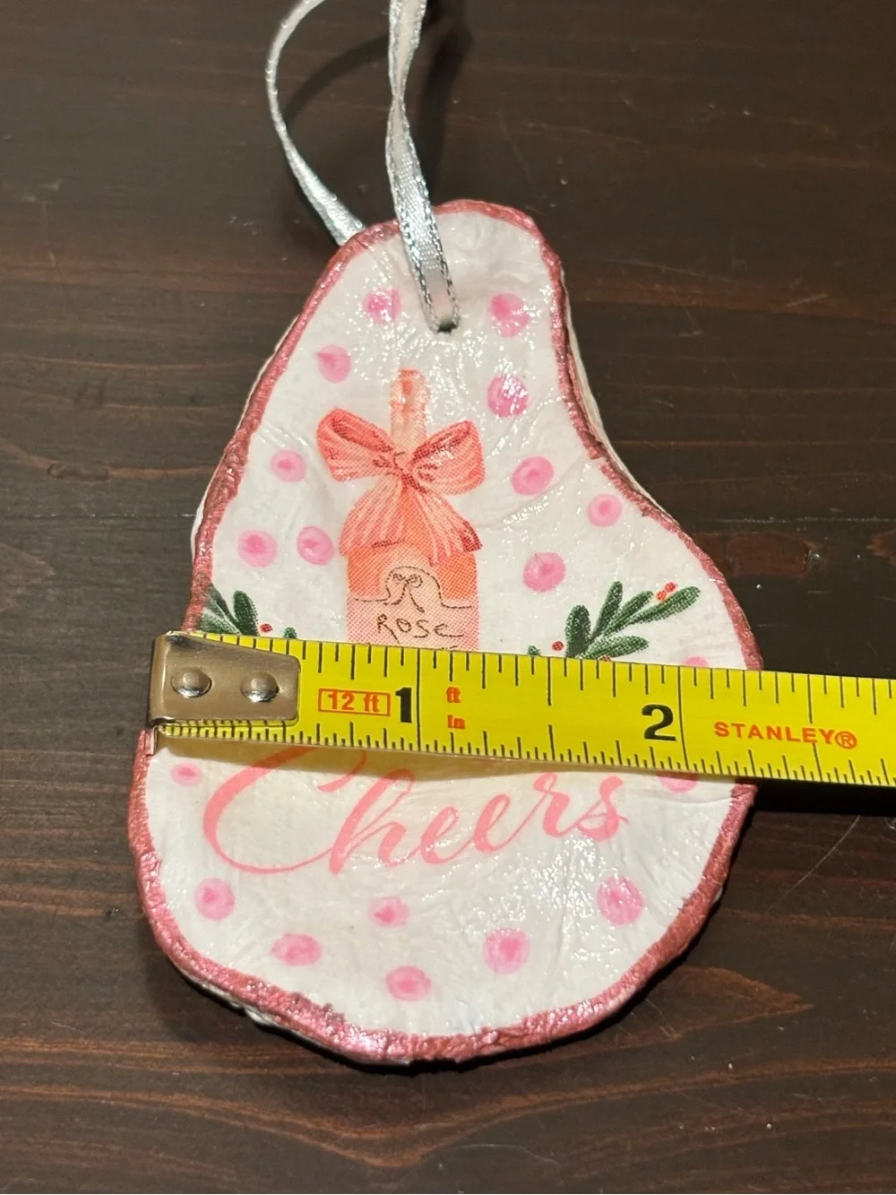 Handmade rosé decoupage shell ornament. Rosé all day.!